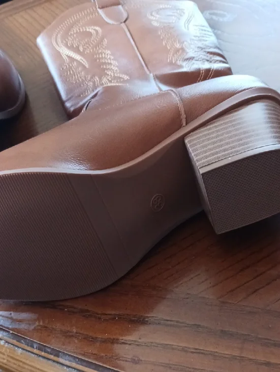 Brown Women's Western Mid-Calf Boots - Classic Cowboy Style - Picture 6 of 7